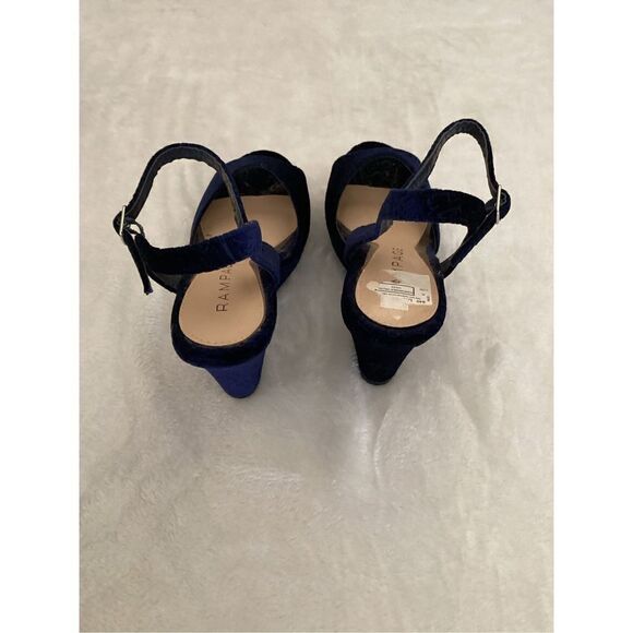 Rampage Chrissy Blue Velvet Wedges - Picture 4 of 8
